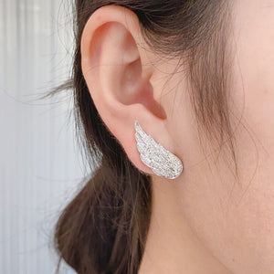 LUOWEND 18K White Gold Real Natural Diamond Stud Earrings for Women