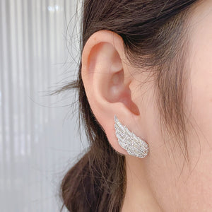 LUOWEND 18K White Gold Real Natural Diamond Stud Earrings for Women