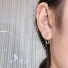 Load image into Gallery viewer, LUOWEND 18K White Gold Real Natural Diamond Hoop Earrings for Women
