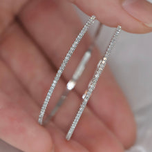 Load image into Gallery viewer, LUOWEND 18K White Gold Real Natural Diamond Hoop Earrings for Women
