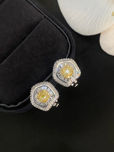 LUOWEND 18K White Gold Real Natural Diamond Stud Earrings for Women