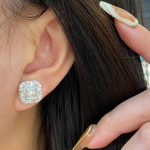 Load image into Gallery viewer, LUOWEND 18K White Gold Real Natural Diamond Stud Earrings for Women
