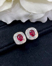 Load image into Gallery viewer, LUOWEND 18K White Gold Real Natural Ruby Gemstone Earrings for Women
