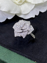 Load image into Gallery viewer, LUOWEND 18K White Gold Real Natural Diamond Ring for Women
