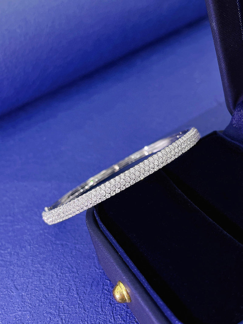 LUOWEND 18K White Gold Real Natural Diamond Bracelet for Women