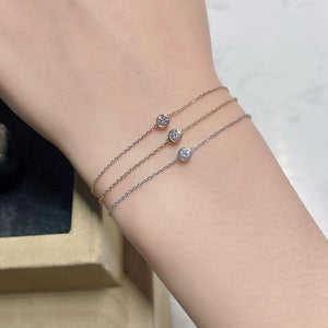 LUOWEND 18K Gold Real Natural Diamond Bracelet for Women