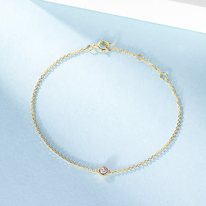 LUOWEND 18K Gold Real Natural Diamond Bracelet for Women