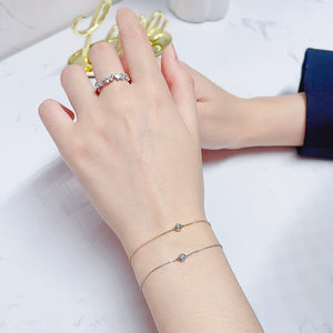 LUOWEND 18K Gold Real Natural Diamond Bracelet for Women