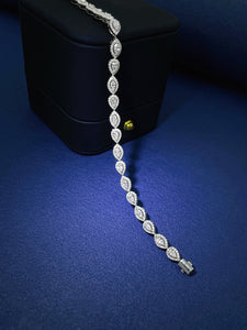 LUOWEND 18K White Gold Real Natural Diamond Bracelet for Women