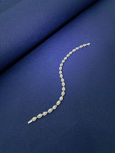 LUOWEND 18K White Gold Real Natural Diamond Bracelet for Women
