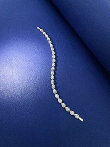 LUOWEND 18K White Gold Real Natural Diamond Bracelet for Women