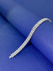LUOWEND 18K White Gold Real Natural Diamond Bracelet for Women
