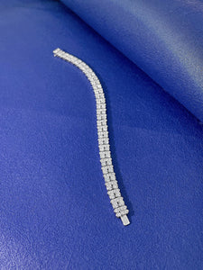LUOWEND 18K White Gold Real Natural Diamond Bracelet for Women