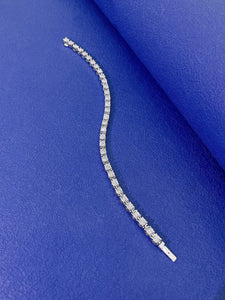 LUOWEND 18K White Gold Real Natural Diamond Bracelet for Women