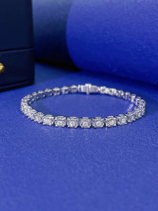 LUOWEND 18K White Gold Real Natural Diamond Bracelet for Women