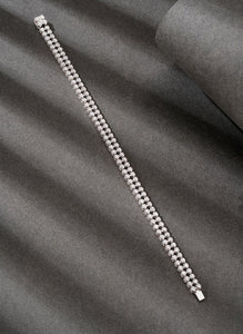 LUOWEND 18K White Gold Real Natural Diamond Bracelet for Women