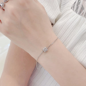LUOWEND 18K White Gold Real Natural Diamond Bracelet for Women