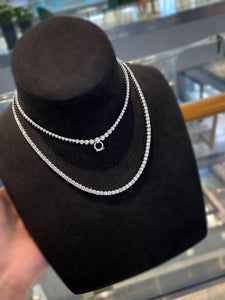 LUOWEND 18K White Gold Real Natural Diamond Tennis Necklace for Women