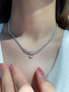 LUOWEND 18K White Gold Real Natural Diamond Necklace for Women