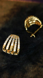 LUOWEND 18K Yellow Gold Real Natural Diamond Hoop Earrings for Women