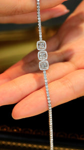 LUOWEND 18K White Gold Real Natural Diamond Bracelet for Women
