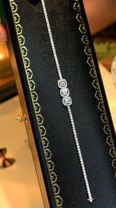LUOWEND 18K White Gold Real Natural Diamond Bracelet for Women