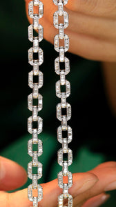 LUOWEND 18K White Gold Real Natural Diamond Bracelet for Women