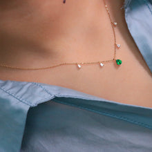 Load image into Gallery viewer, LUOWEND 18K Yellow Gold Real Natural Emerald and Diamond Gemstone Necklace for Women
