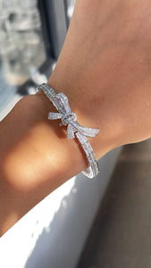 LUOWEND 18K White Gold Real Natural Diamond Bracelet for Women
