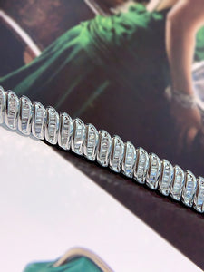 LUOWEND 18K White Gold Real Natural Diamond Bracelet for Women