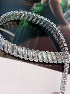 LUOWEND 18K White Gold Real Natural Diamond Bracelet for Women