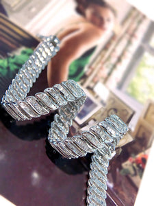 LUOWEND 18K White Gold Real Natural Diamond Bracelet for Women