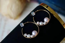 Load image into Gallery viewer, LUOWEND 18K Yellow Gold Real Natural Seawater Pearl Earrings for Women
