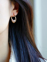 Load image into Gallery viewer, LUOWEND 18K Yellow Gold Real Natural Seawater Pearl Earrings for Women
