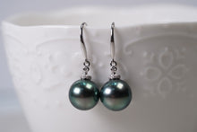 Load image into Gallery viewer, LUOWEND 18K White Gold Real Natural Tahiti Black Pearl Earrings for Women
