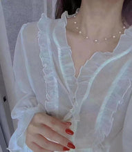 Load image into Gallery viewer, LUOWEND 18K White or Yellow Gold Real Natural Freshwater Pearl Necklace for Women
