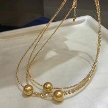 Load image into Gallery viewer, LUOWEND 18k Yellow Gold Real Natural Gold Pearl Necklace for Women
