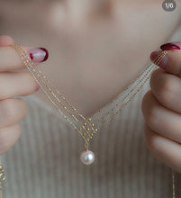 Load image into Gallery viewer, LUOWEND 18K Yellow Gold Real Natural Akoya Pearl Necklace for Women
