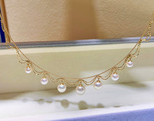 Load image into Gallery viewer, LUOWEND 18K Yellow Gold Real Natural Akoya Necklace for Women
