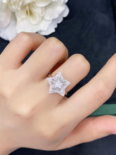 Load image into Gallery viewer, LUOWEND 18K White Gold Real Natural Diamond Ring for Women
