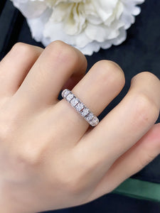 LUOWEND 18K White Gold Real Natural Diamond Ring for Women