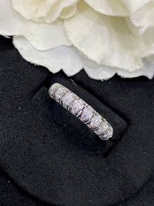 LUOWEND 18K White Gold Real Natural Diamond Ring for Women