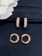Load image into Gallery viewer, LUOWEND 18K Gold Real Natural Diamond Hoop Earrings for Women
