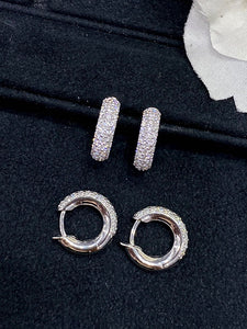 LUOWEND 18K Gold Real Natural Diamond Hoop Earrings for Women