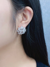 Load image into Gallery viewer, LUOWEND  18K White Gold Real Natural Diamond Hoop Earrings for Women
