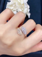 Load image into Gallery viewer, LUOWEND 18K White and Yellow Gold Real Natural Diamond Ring for Women

