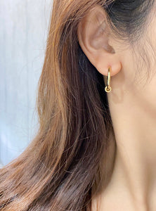 LUOWEND 18K Yellow Gold Real Natural Diamond Hoop Earrings for Women