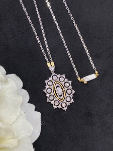 LUOWEND 18K White and Yellow Gold Real Natural Diamond Pendant Necklace for Women