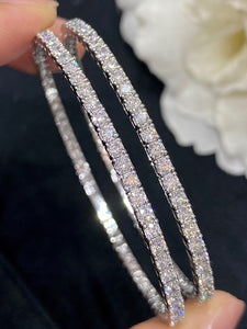 LUOWEND 18K White Gold Real Natural Diamond Bracelet for Women
