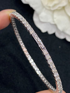 LUOWEND 18K White Gold Real Natural Diamond Bracelet for Women